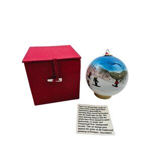 Christmas Tree Ornament Hand Painted Glass Aspen Souvenir Holiday Decor